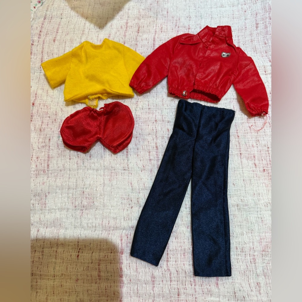 Vintage Barbie Ken Red and Yellow Doll Outfit Set